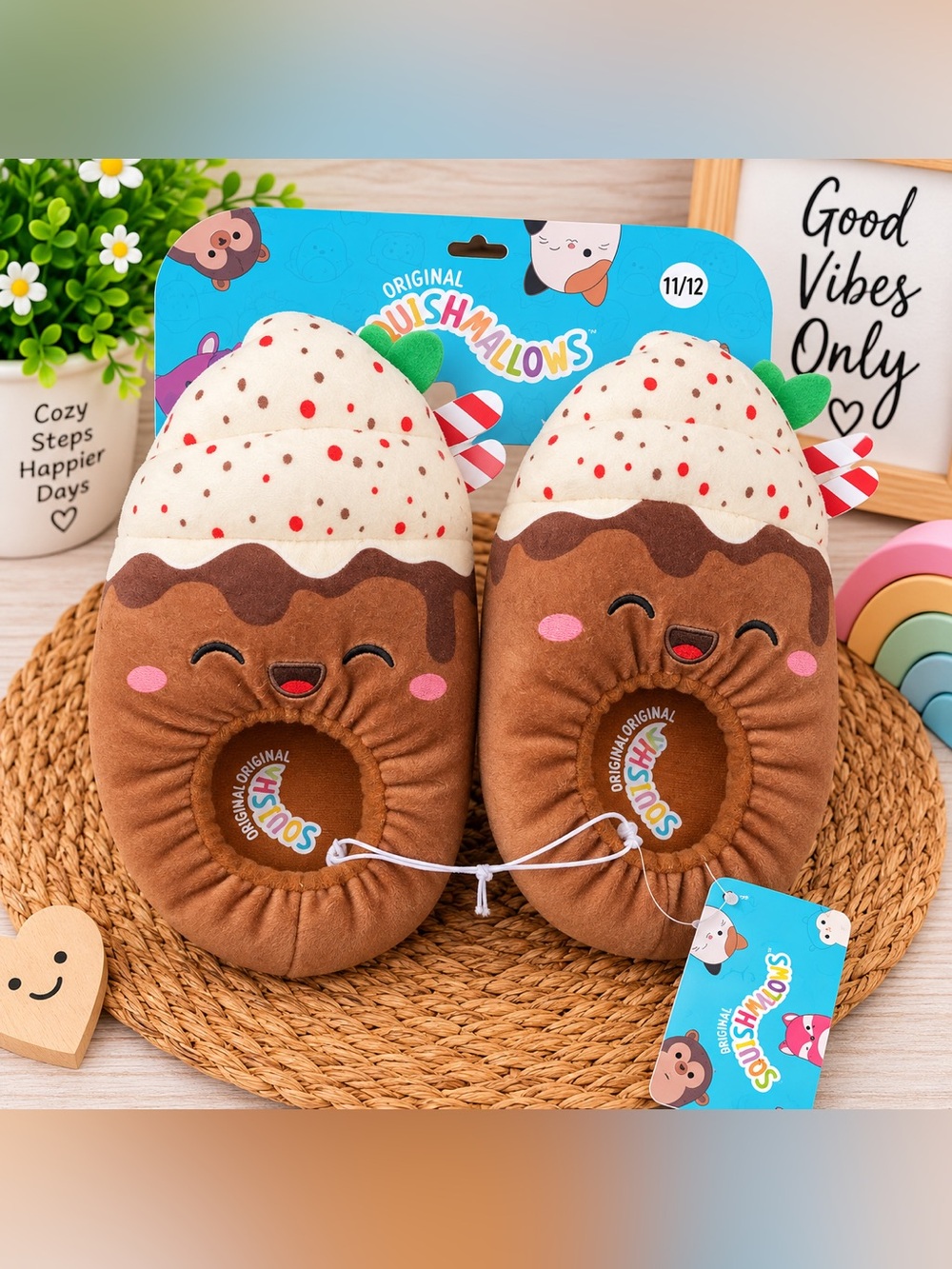 Squishmallows Hot Cocoa Slippers – Kids 11/12 – NWT ☕🍫